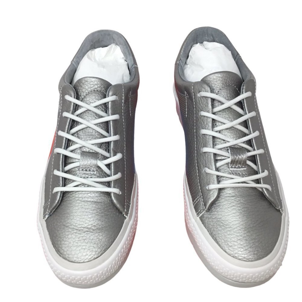 Wolky Gray Sneakers with Metallic Finish and White Laces